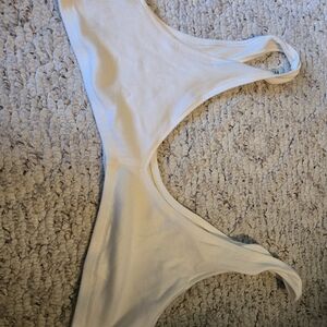 Cream Ribbed Bralette By Skims with Subtle Logo Tag